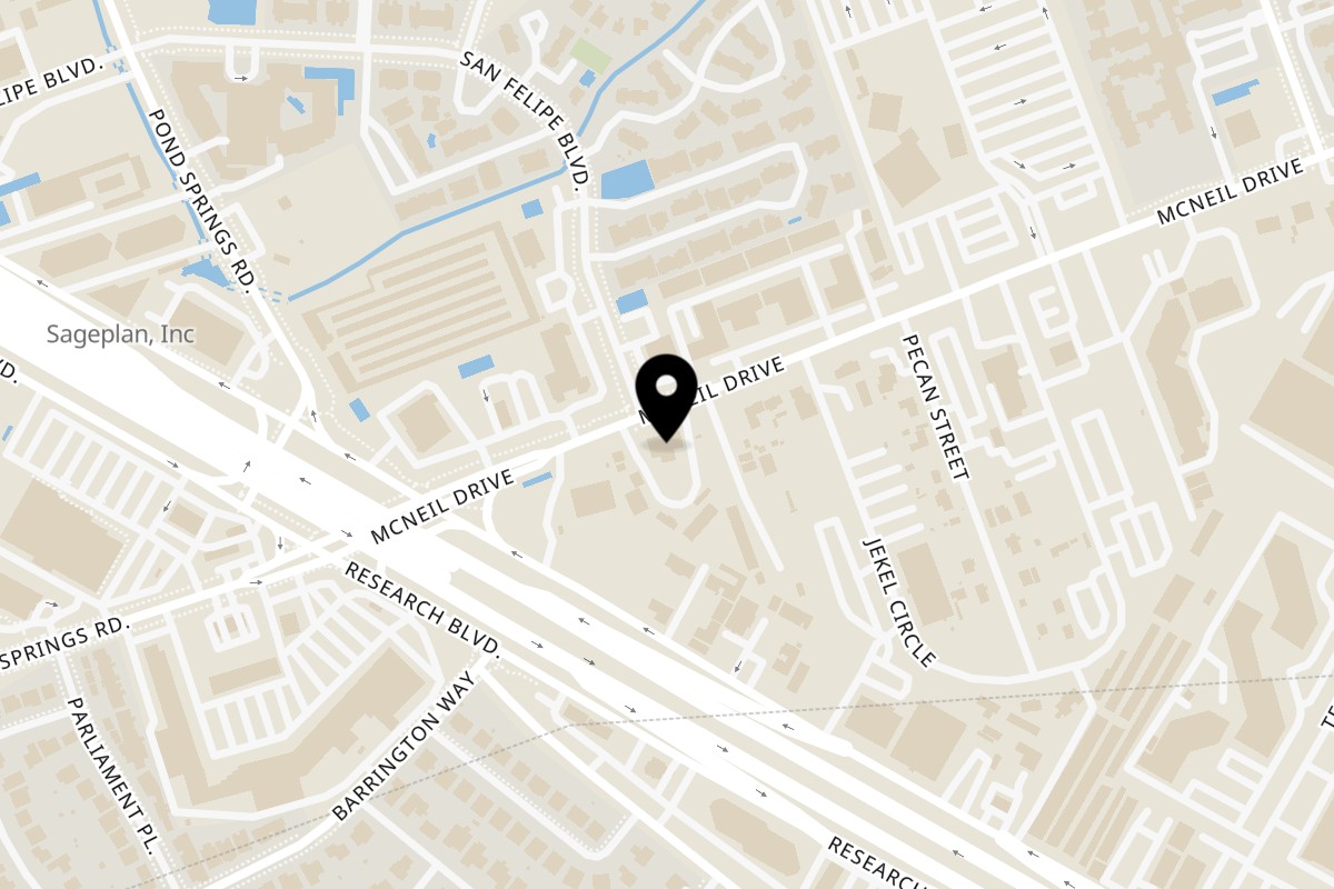 Map showing the location of Super Burrito The Water Tank on 7309 McNeil Dr in Austin